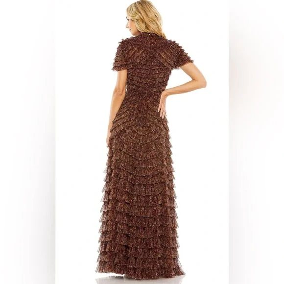MAC DUGGAL women’s  Ruffled Tiered A-Line Evening Gown 8042 - Picture 3 of 13